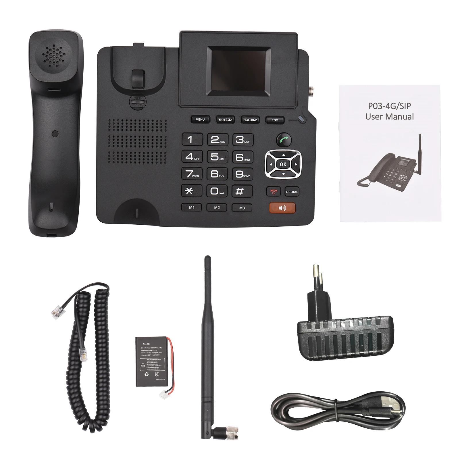 4G Desktop Dual modes Wireless Telephone 4G VOIP Phone Support 2 SIP Accounts WIFI SIM Card wi/ Antenna LCD Screen Auto Answer - Imagen 6