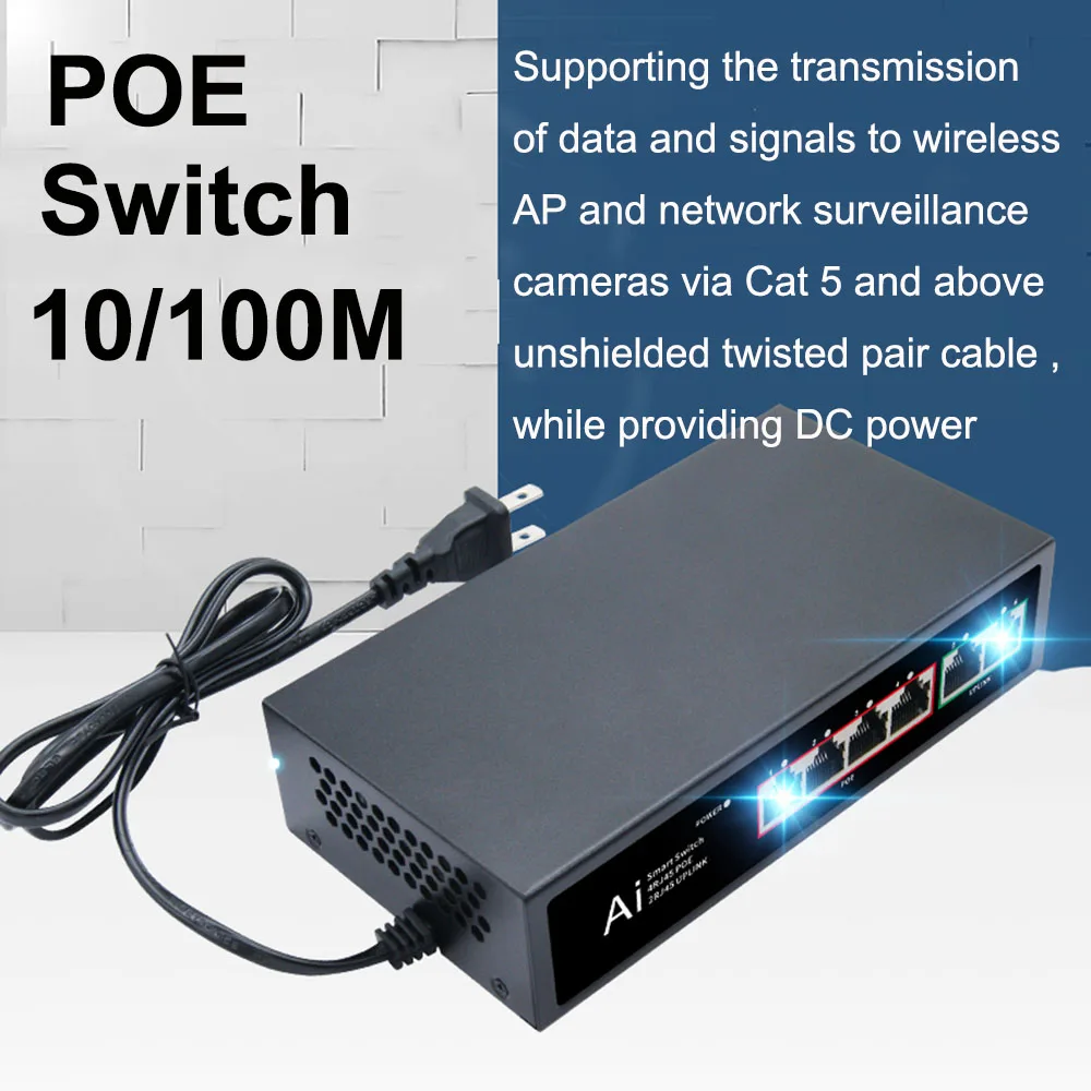 Ienron POE Switch 6/10 Ports 100Mbps Ethernet Switch POE ieee802.3af/at Network Switch Ethernet For Wifi Router IP Camera - Imagen 4