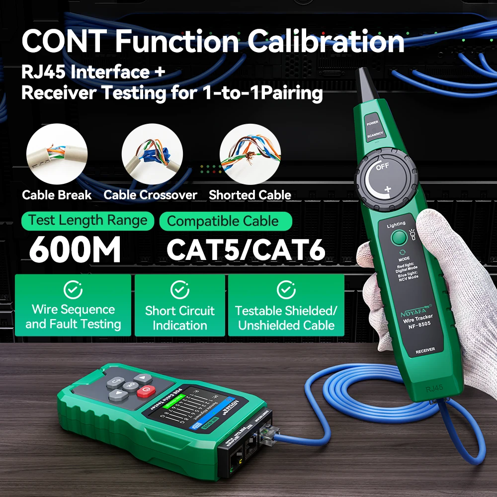 NOYAFA NF-8505 Network Cable Tester LCD Display Cable Tracer PoE Checker Measure Cable Distance Tester - Imagen 2