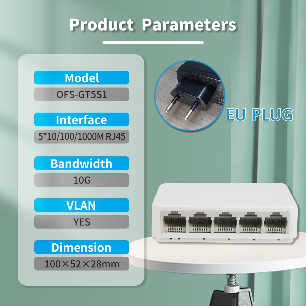 5Port 1000M EU PLUG