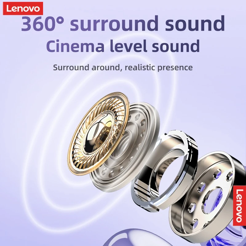 Lenovo Écouteurs Bluetooth sans fil 5.4 TWS, effets sonores panoramiques, très longue autonomie, confortables, TA410 – Image 5
