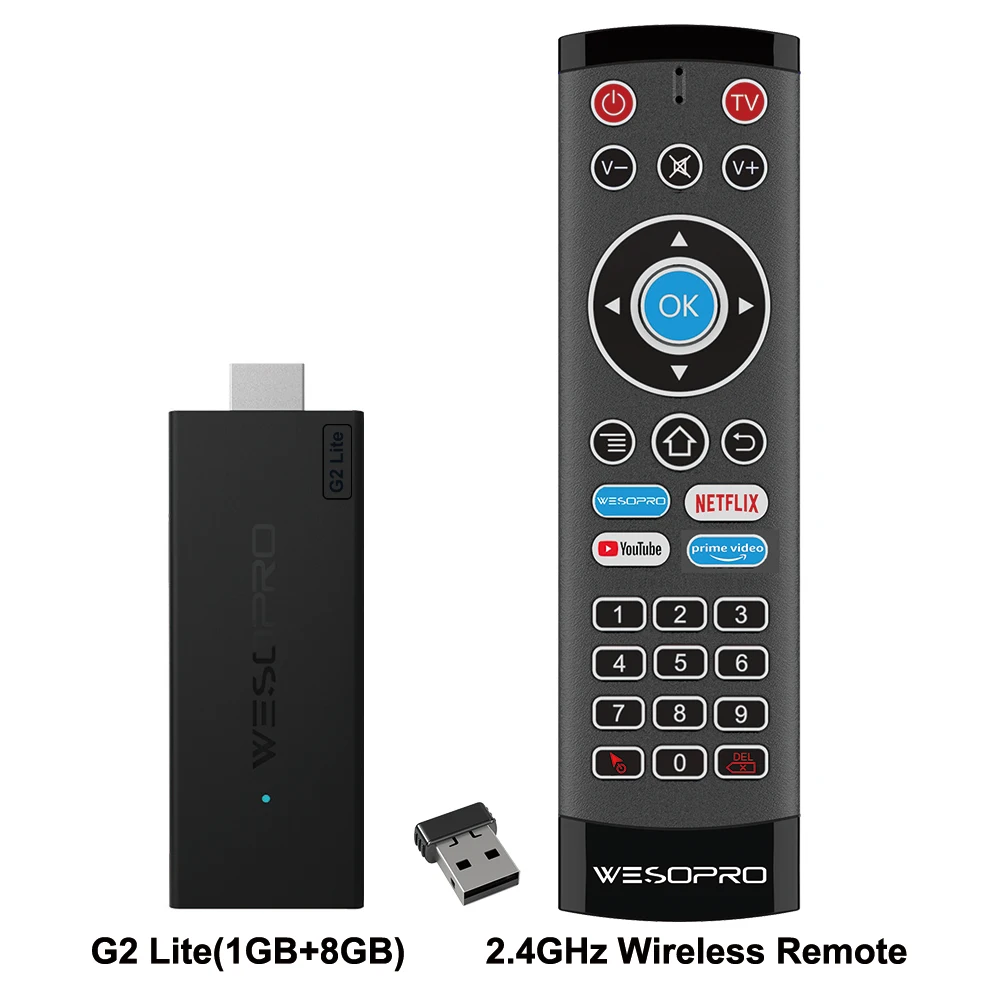 WESOPRO TV Stick 1GB RAM 8GB ROM RK3518 Quad-Core Android 14.0 Media Player with Wifi6 BT5.0 And 2.4GHz Wireless Remote Control - Imagen 2