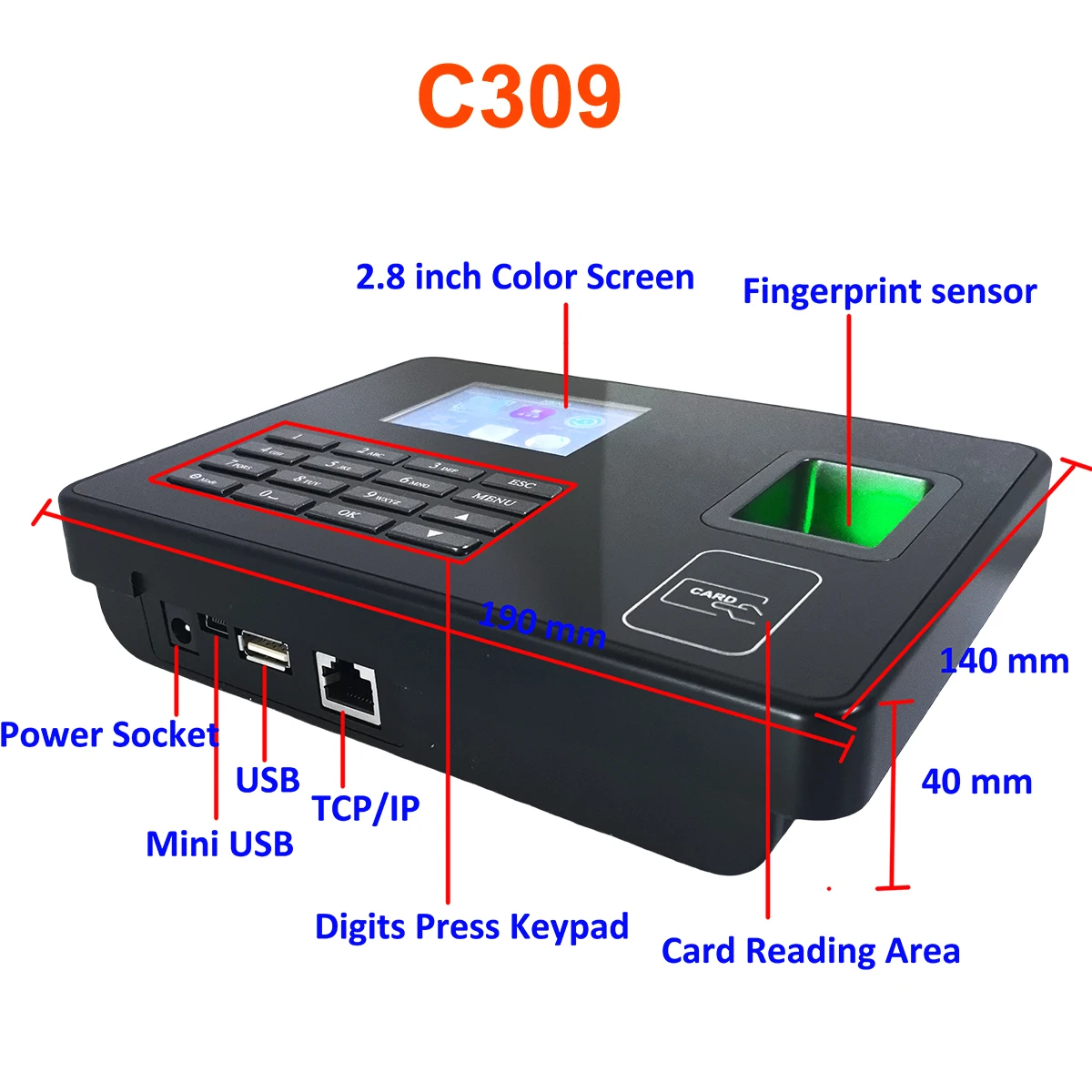 WiFi Proximity RFID IC NFC Card Time Attendance Machine Smart Card Clock System Employee Checker Assistance with Battery Option - Imagen 3