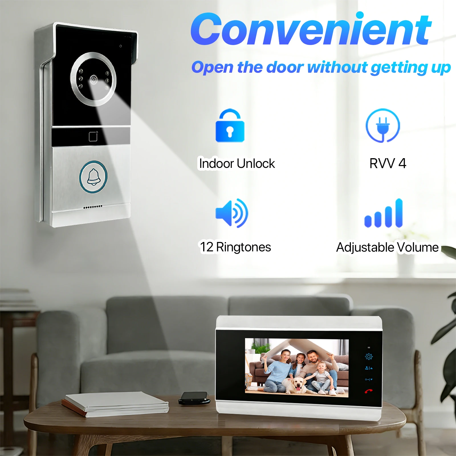 7 Inch 1080P Video Doorbell Intercom System 4-Wire Home Interphone With RFID Card Unlock Night Vision AHD HD Camera For Villa - Imagen 3