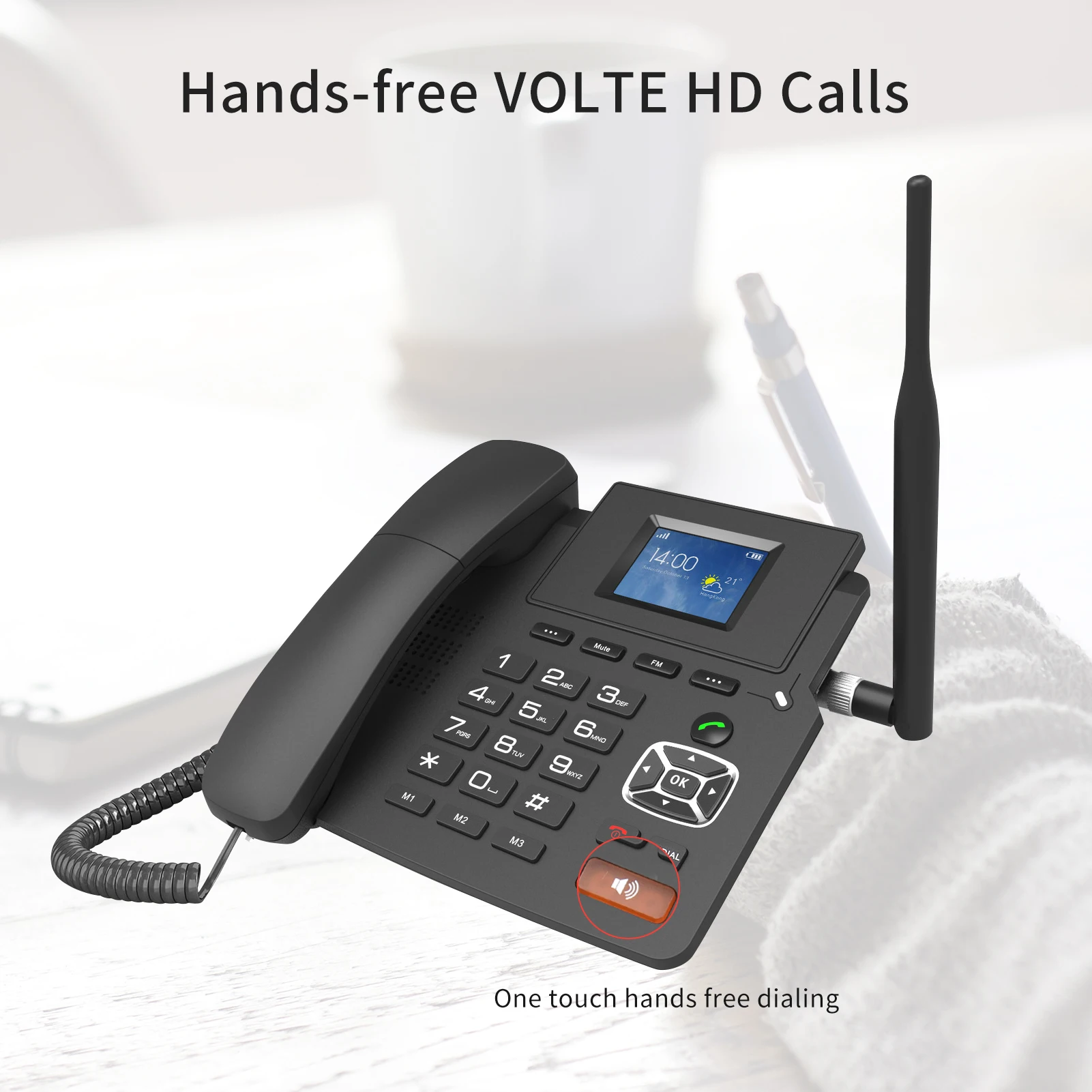 4G Desktop Dual modes Wireless Telephone 4G VOIP Phone Support 2 SIP Accounts WIFI SIM Card wi/ Antenna LCD Screen Auto Answer - Imagen 4