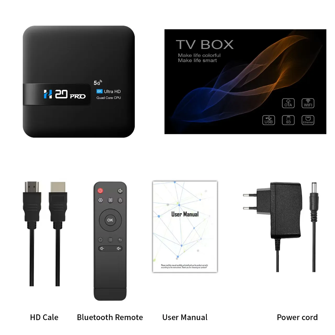Focabo H20PRO Smart TV Box WiFi6 Android 14 6K 4K 3D Media Player TV Box 2.4G&5G WIFI Very Fast 1080P Set Top Box - Imagen 5