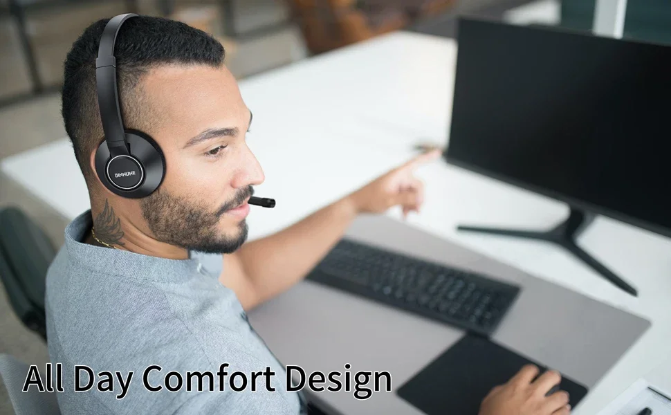 S9d95eaf26ea64a88bbd3e88f19678e94K BINNUNE Casque professionnel filaire pour PC portable ordinateur, avec micro antibruit, pour Zoom bureau conférence