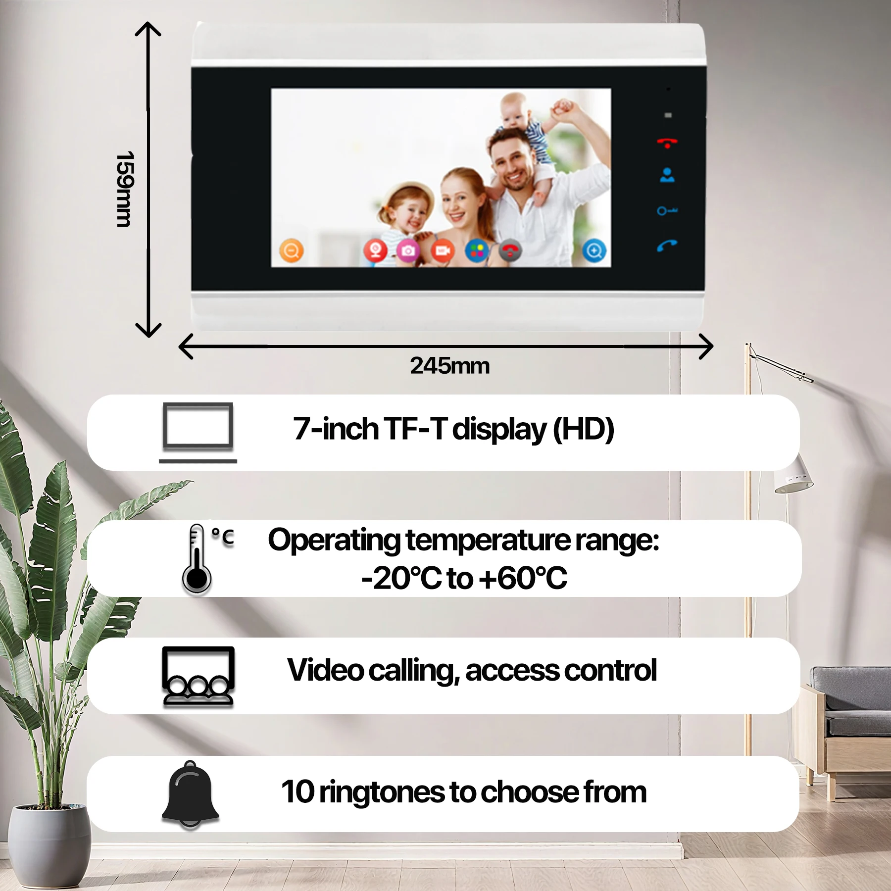 Tuya Smart 7" Wired Video Door Phone 1080P Touch Screen Two Way Audio Night Vision Waterproof Remote APP Unlock Intercom - Imagen 3