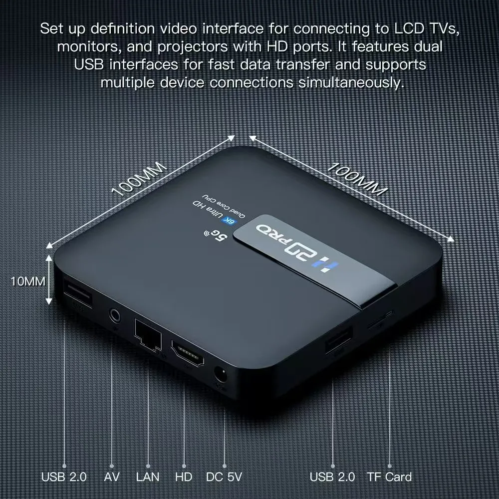 Focabo H20PRO Smart TV Box WiFi6 Android 14 6K 4K 3D Media Player TV Box 2.4G&5G WIFI Very Fast 1080P Set Top Box - Imagen 3