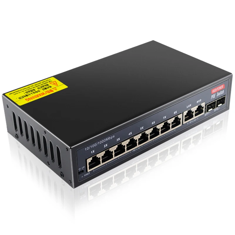 12-Port Gigabit Ethernet Switch with 8-PoE Ports and 2-RJ45 and 2-SFP Uplink Plug and Play - Imagen 6