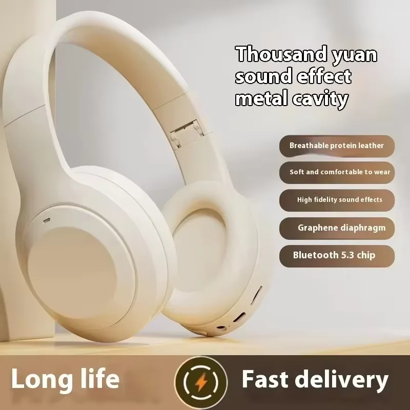 Lenovo Wireless Headphones - Portable, Foldable, with Microphone for Calls, Suitable for Home Office Mobile Phones and Computers - Imagen 4