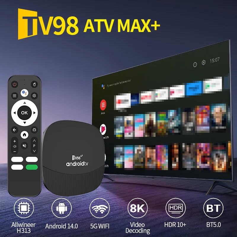 TV98 ATV Max Plus TV Box 8K 4K Android 14 Set Top Box 4G 5G 8GB 128GB Voice Remote WiFi Media Player Ultra Smart TV Box iptv - Image 2