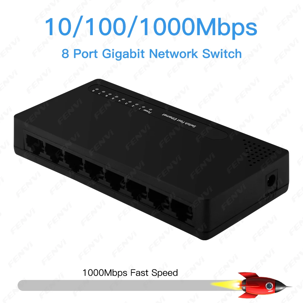 8 Port Gigabit Ethernet Switch 10/100/1000Mbps Desktop Network Switch 1Gbps Network Switch Plug&Play RJ45 LAN Hub for PC Office - Imagen 2