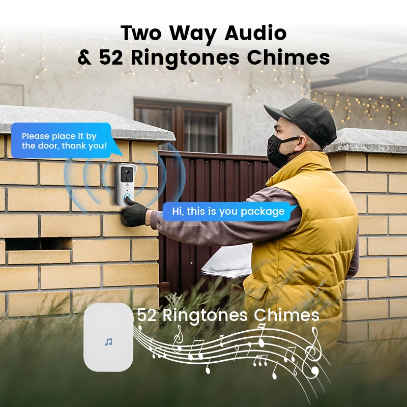 5G 2.4G WiFi Video Doorbell 1080P Tuya Smart Outdoor Wireless Intercom Waterproof Wireless Camera Ringing Bell - Imagen 3