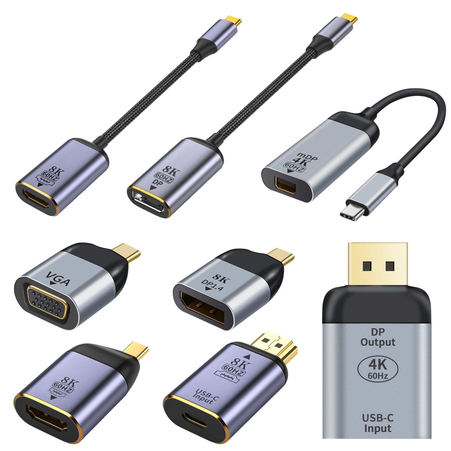 USB Type C To HDMI-Compatible 8K USB C to DP DisplayPort miniDP 4K VGA Adapter For Laptop MacBook TV Box PS5 Switch iPad Galaxy - Imagen 2