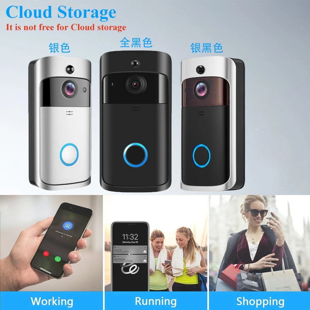 2026 Nouveau V5 Sonnette vidéo WiFi sans fil 1080P, interphone vocal, caméra smart étanche, sécurité domestique, portier – Image 2