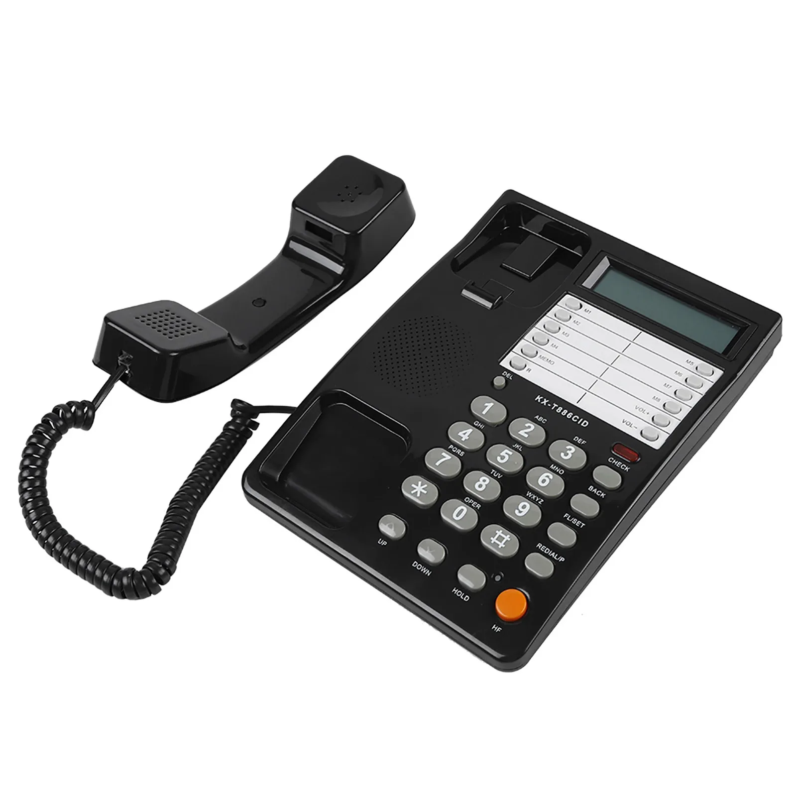 Téléphone filaire de bureau mural, maison hôtel, fixe noir DTMF/FSK, appel clair, utilisation facile – Image 2