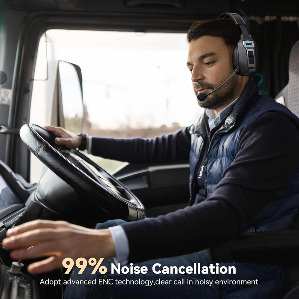 Casque Bluetooth Trucker double micro antibruit CVC8.0, bouton mute, 60 h d'autonomie, sans fil supra-aural – Image 2