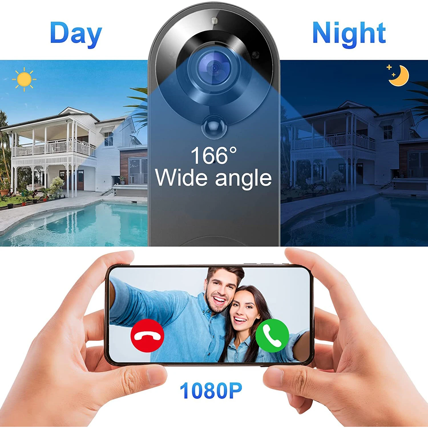 1080P Wireless Video Doorbell Camera WiFi Smart Door Bell Tuya Smart Home Security Motion Detect Night Vision Intercom Doorbell - Imagen 3