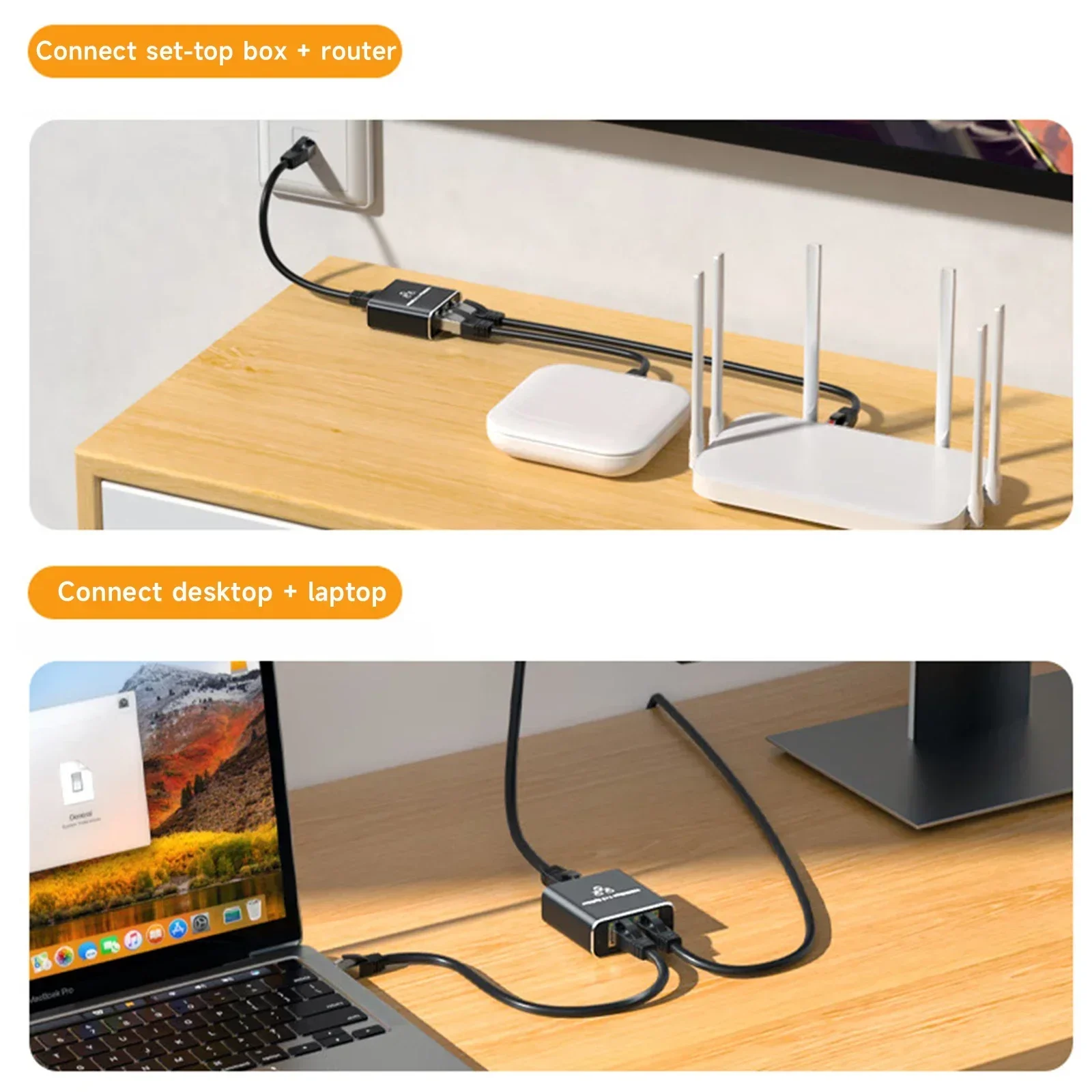 Gigabit 1000Mbps RJ45 Splitter 1 to 2 3 4 Ethernet Adapter Lan Connector Switch Coupler for PC Laptop TV Box Router Digital TV - Imagen 5