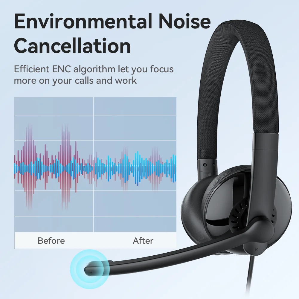 EMEET Wired Headset with Microphone Call Center USB Headphones ENC Noise Cancelling Office Cable Earphones for Phone/PC Computer - Image 3