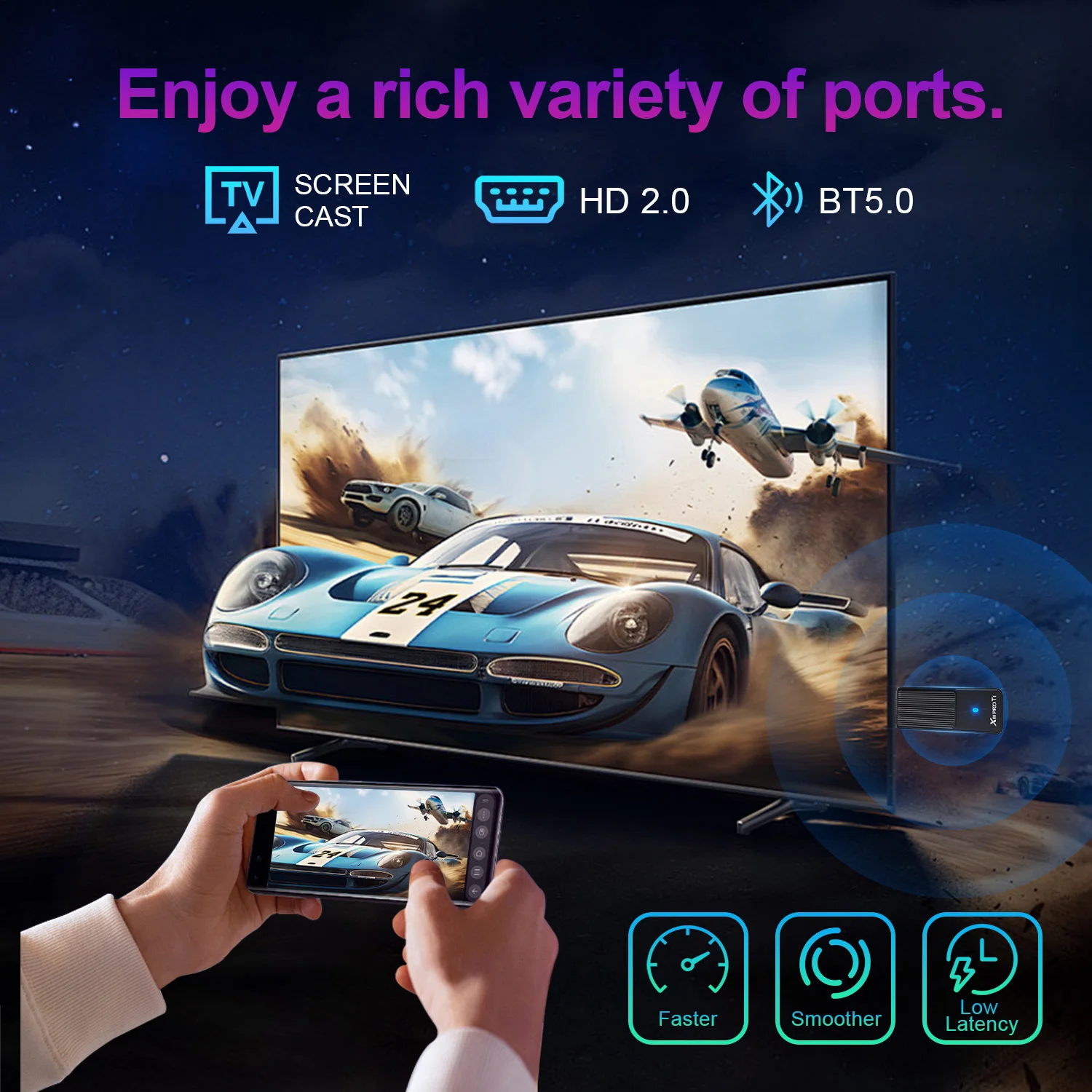 WESOPRO TV Stick 1GB RAM 8GB ROM RK3518 Quad-Core Android 14.0 Media Player with Wifi6 BT5.0 And 2.4GHz Wireless Remote Control - Imagen 5