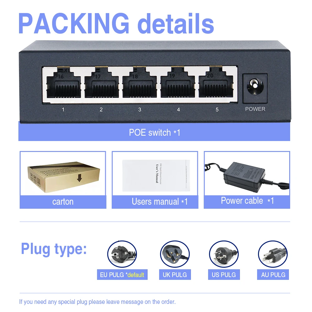 OPTFOCUS 48V POE Active Ethernet Switch 100M 1000Mbps 802.3af 802.3at ethernet hub splitter shunt power Gigabit Switch hub PoE - Image 6