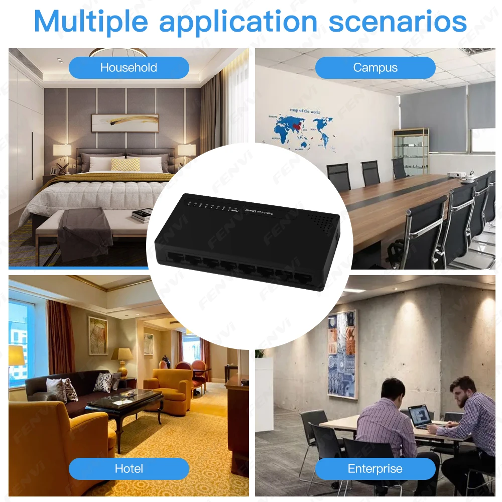 8 Port Gigabit Ethernet Switch 10/100/1000Mbps Desktop Network Switch 1Gbps Network Switch Plug&Play RJ45 LAN Hub for PC Office - Imagen 4