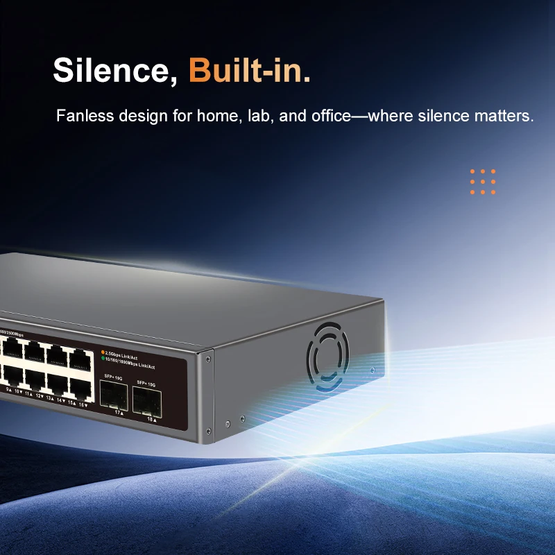 KeepLiNK Switch réseau multi-Gigabit 18 ports non administrable, 16 x 2.5 Gb Ethernet + 2 x 10 Gb SFP+, haut débit – Image 5