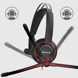 Sdc7d63cbce7549fbb43568534f3a5278q BINNUNE Casque professionnel filaire pour PC portable ordinateur, avec micro antibruit, pour Zoom bureau conférence