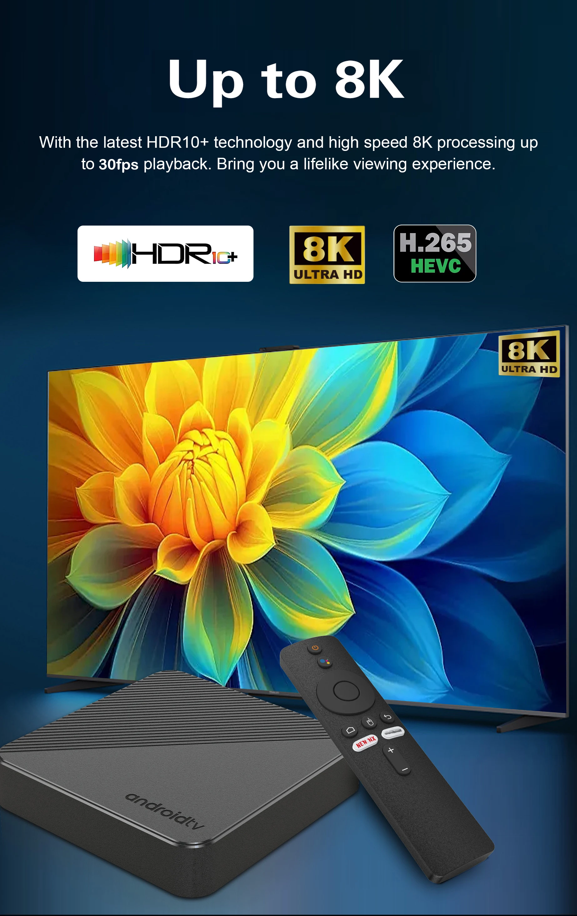 Sdf0c7d0ff5094cff80337cbdd8213dc0p Box TV Smart Android 16 2026 T8 RK3518, WiFi6, Google Assistant, vidéo 8K, BT6.0, Netflix, 8 Go 128 Go, très rapide
