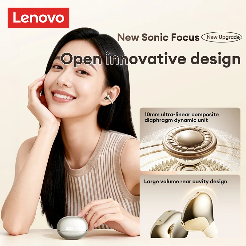 Lenovo RS106 OWS Ear Clip Bluetooth 6.0 Earphones Stereo Sound Sports Music Wireless Headphones Low Latency HD Call Earbuds New - Image 2