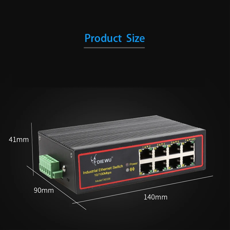 DC9~58V RJ45 Hub network switch DIN rail type 10/100M Ethernet Smart Switcher 8-Port Industrial switch Internet Splitter adapter - Imagen 6