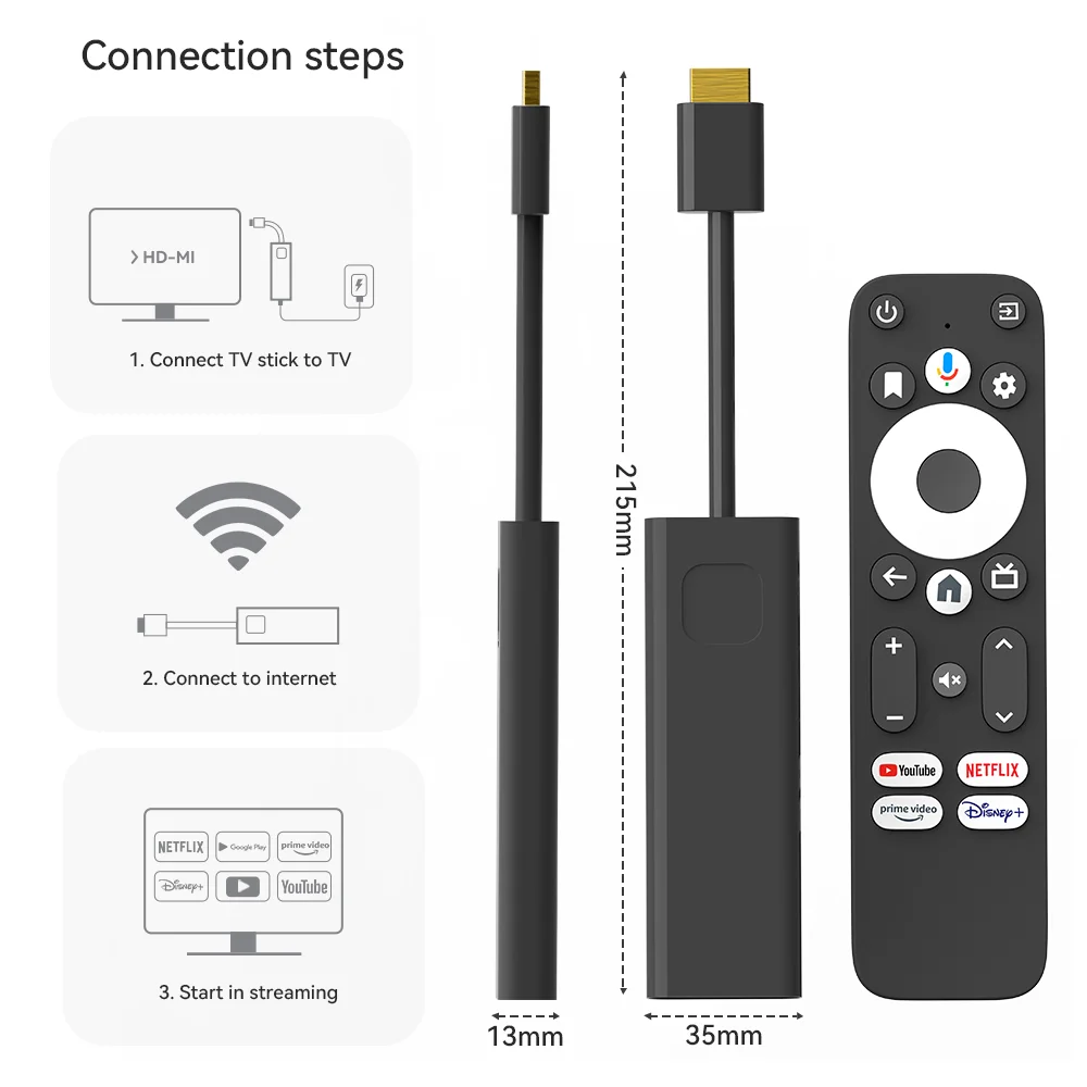 GD1 google Certified genuine netflix 4K Smart Android TV Stick with Amlogic S905Y4 2GB+16GB Support App update version Chile,US - Imagen 6