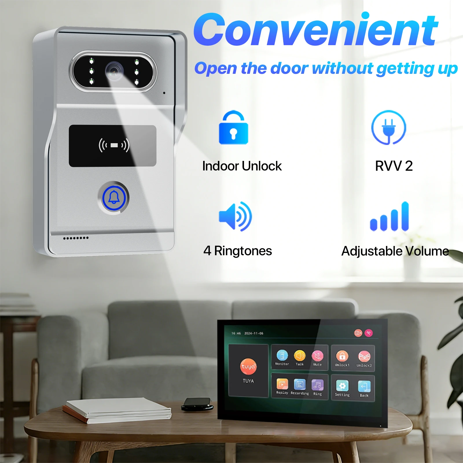 Tuya 7" Touch Screen 2-Wire Smart Video Doorbell System APP APP Remote RFID Unlock Night Vision Home Intercom Kits For Villa - Image 3