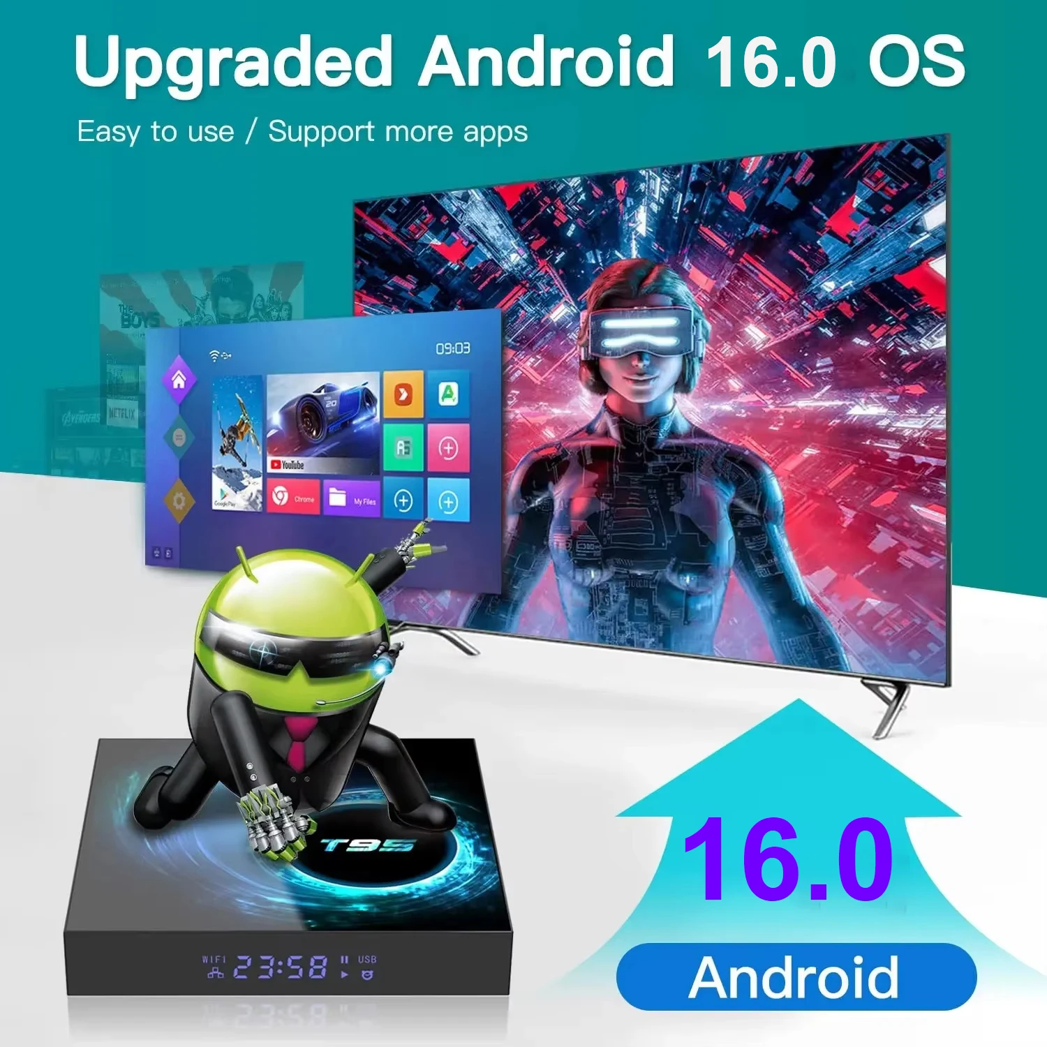 Android 16 Smart TV Box T95 Allwinner H616 8GB 256GB Dual Wifi BT 8K HDR Video Netflix Google Assistant Media Player Set Top Box - Imagen 3