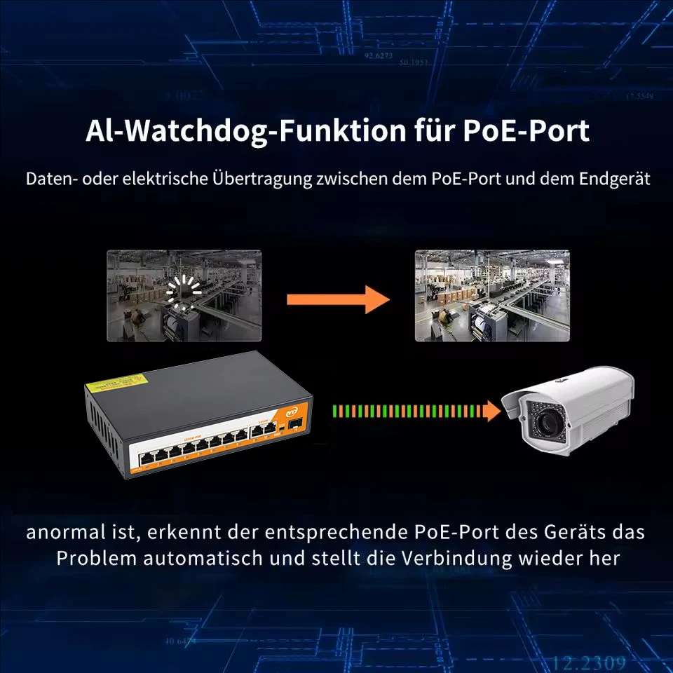 New 11-Port Gigabit POE RJ45 SPF Ethernet Switch with for 802.3af/at Uplink Unmanaged Plug and Play,for IP Camera/NVR - Image 3