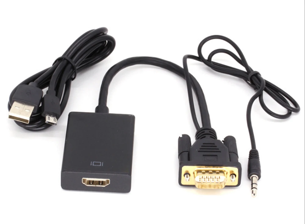 H056b71a479704dcfaa92dd47ba32c02fL VGA To HDMI-Compatible Cable Converter for Ps4 Tv Box Aux Audio Splitter Display Port Projector Television Extender Adapter