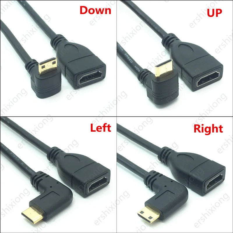 H1fc57f45a8284e2fbf407baa074ecf06V Standard 1080P Mini HDTV Type C to HDTV Cable Male to Female 90 Degree Right Angle Converter Adapter Extension Adapter