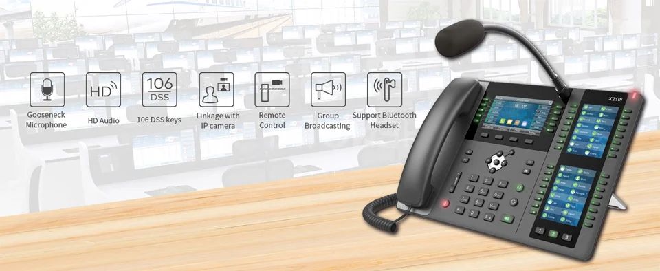 H2e1ddaf67310449295740c0dcd3b672eb X210i-Consola de visualización, teléfono con dos pantallas laterales para hasta 106 teclas DSS