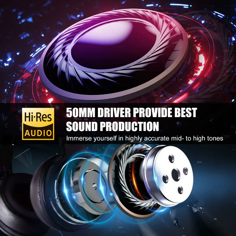 H3e93a72d50bf46df87e4f542a85c2e6bG Oneodio Casque filaire Studio Pro 50 DJ avec micro, circum-aural, HiFi moniteur musique, pour téléphone PC