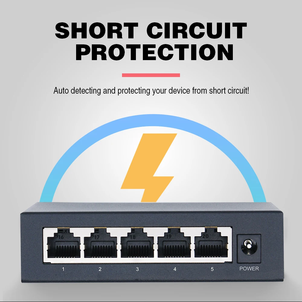 H45014e5cbb2240b29461d2b56f9d935fm OPTFOCUS 48V POE Active Ethernet Switch 100M 1000Mbps 802.3af 802.3at ethernet hub splitter shunt power Gigabit Switch hub PoE
