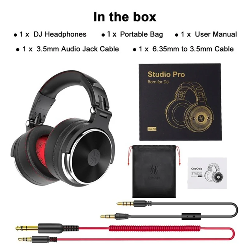 H7af3c1a0d51f45188186ffd8f55d0ac1P Oneodio Casque filaire Studio Pro 50 DJ avec micro, circum-aural, HiFi moniteur musique, pour téléphone PC