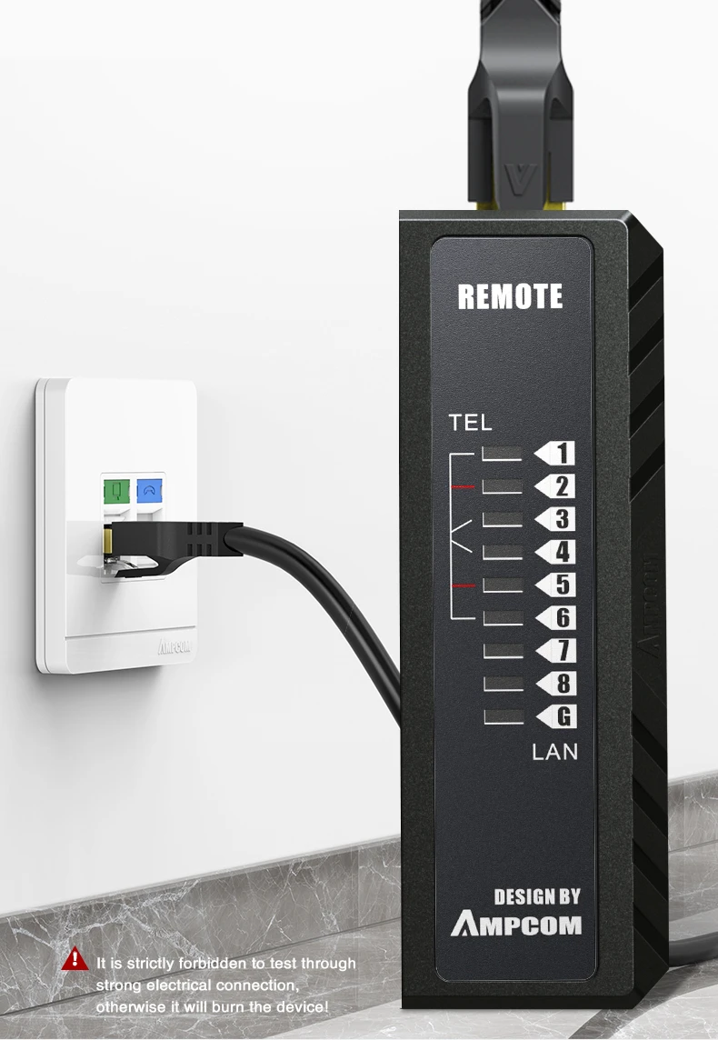 H8575b5e9d3c44f3c8675fdfc50f8541do AMPCOM Tester de Cable de red rj45 RJ11 red LAN Ethernet RJ45 probador de Cable de LAN herramienta de Red red de reparación