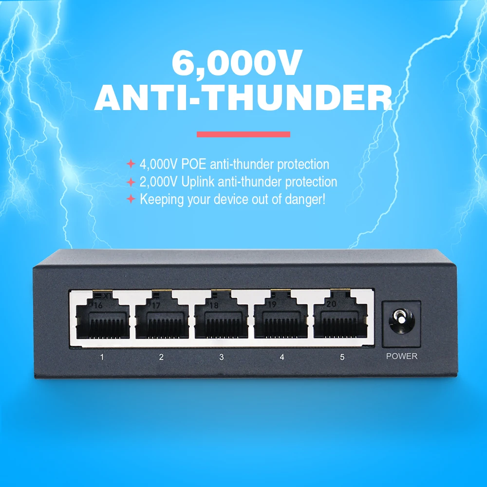 H95c7a169ad0d46c5b2c007d7beaff5afi OPTFOCUS 48V POE Active Ethernet Switch 100M 1000Mbps 802.3af 802.3at ethernet hub splitter shunt power Gigabit Switch hub PoE