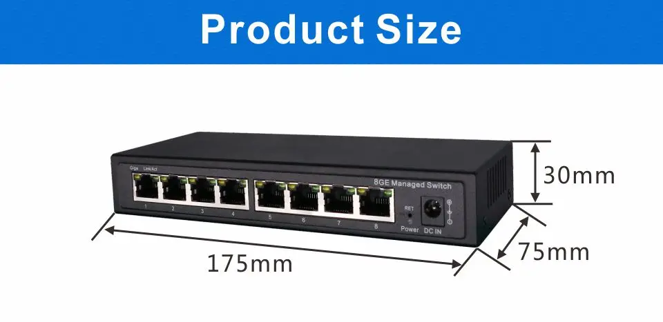 HTB1uFK3aITxK1Rjy0Fgq6yovpXaT Interruptor gestionado Gigabit de 8 puertos, gestionado con conmutador Ethernet 8 puertos 10/100/1000M VLAN