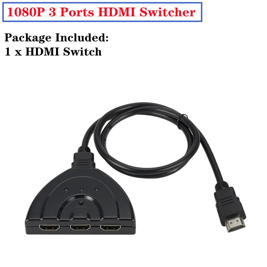 Hb62e740d6122425483d822da0dd7ec23u 4K 2K 3x1 HDMI Cable Splitter HD 1080P Video Switcher Adapter 3 Input 1 Output Port HDMI Hub for Xbox PS4 DVD HDTV PC Laptop TV