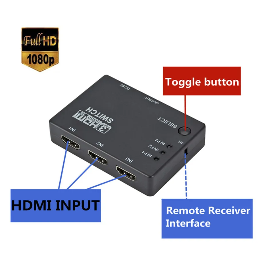 Hb72024da2460491f96cc9d2385e10bcfb 4K 2K 3x1 HDMI Cable Splitter HD 1080P Video Switcher Adapter 3 Input 1 Output Port HDMI Hub for Xbox PS4 DVD HDTV PC Laptop TV