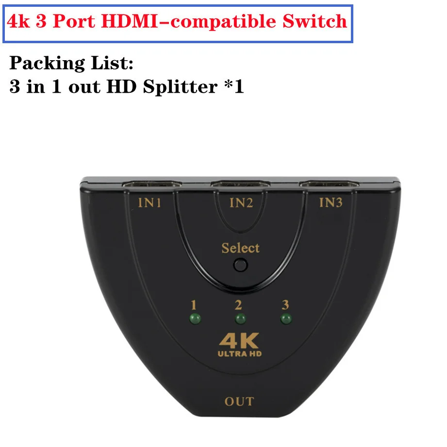 Hc141918dfe544303a5995261aeca7a7c8 4K 2K 3x1 HDMI Cable Splitter HD 1080P Video Switcher Adapter 3 Input 1 Output Port HDMI Hub for Xbox PS4 DVD HDTV PC Laptop TV