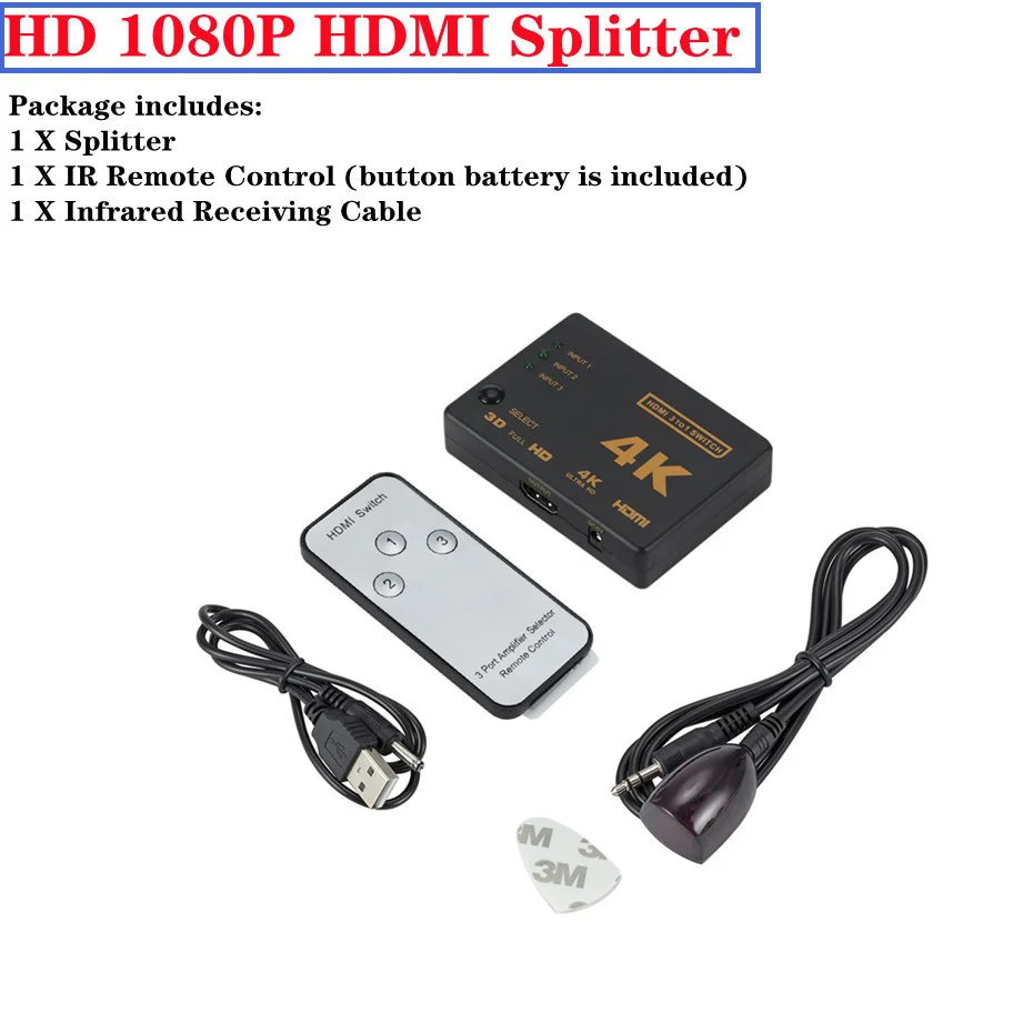 Hd0d1ca678dd94c2484fe79422fc36ebc1 4K 2K 3x1 HDMI Cable Splitter HD 1080P Video Switcher Adapter 3 Input 1 Output Port HDMI Hub for Xbox PS4 DVD HDTV PC Laptop TV